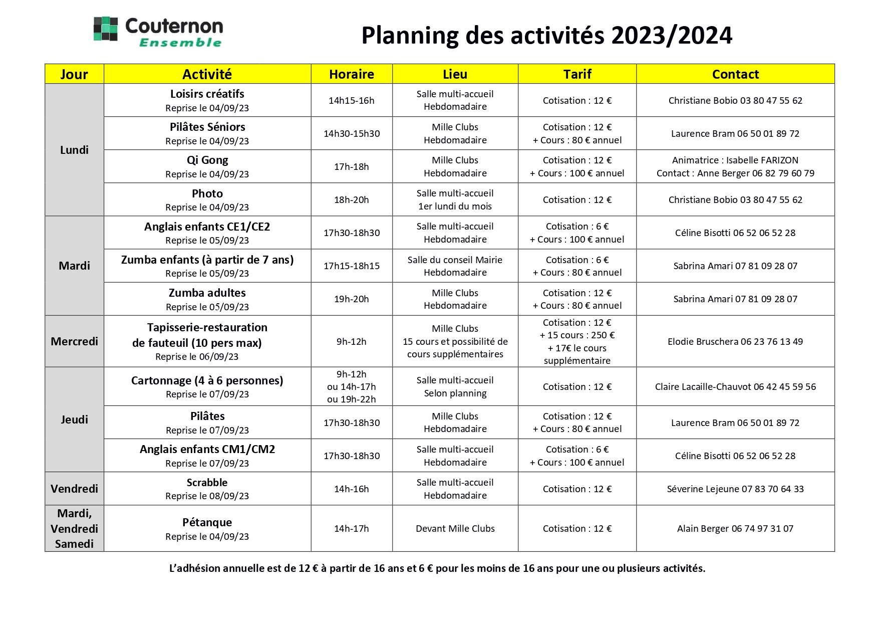 Planning COUTERNON ENSEMBLE